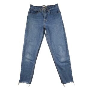 Levi's Mom Jeans High Rise Cropped Frayed Hem Stretch Women 28